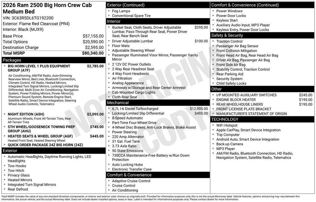 new 2026 Ram 2500 car, priced at $96,040