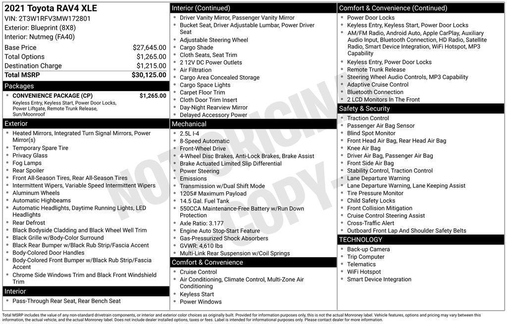used 2021 Toyota RAV4 car, priced at $30,160