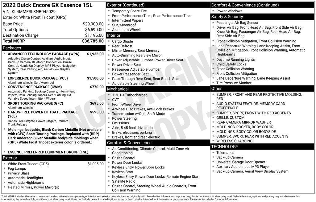 used 2022 Buick Encore GX car, priced at $22,890