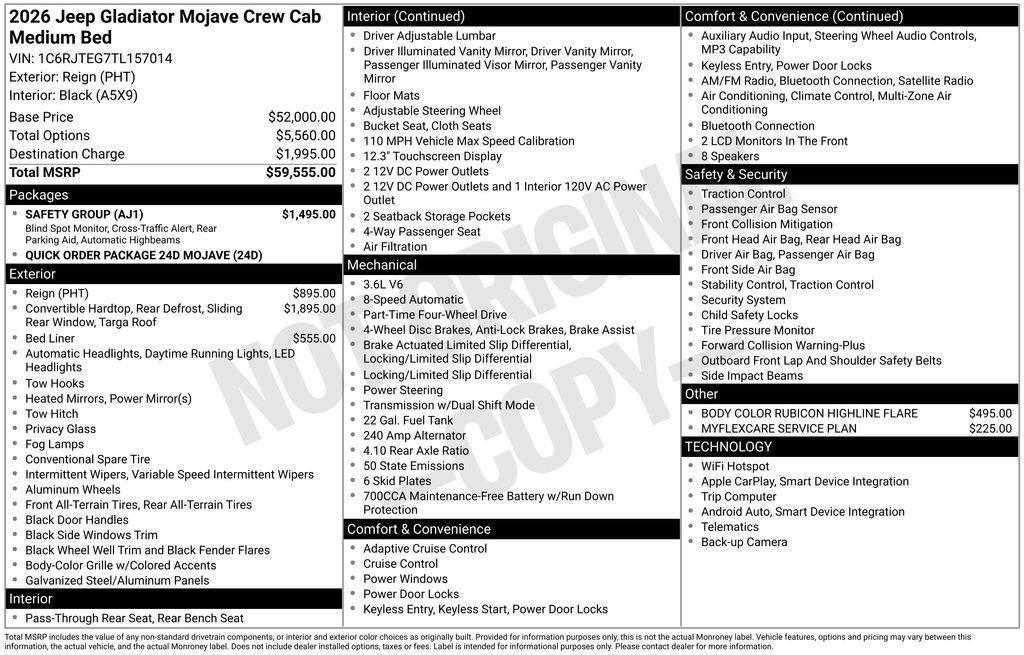 new 2026 Jeep Gladiator car, priced at $53,555