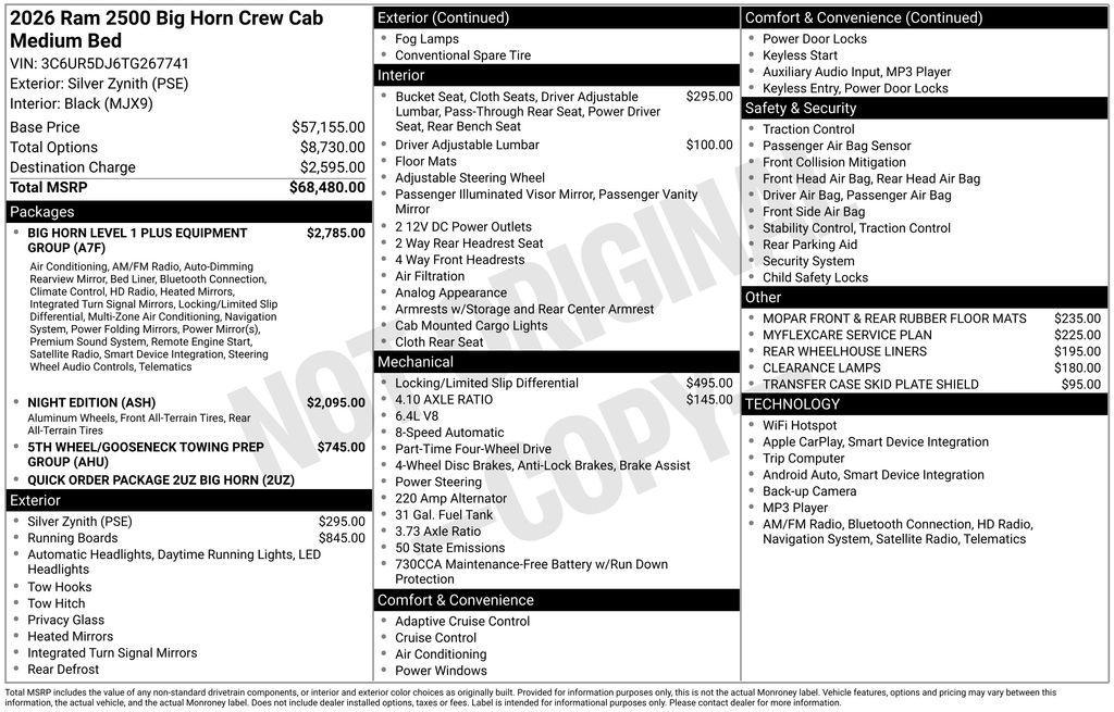 new 2026 Ram 2500 car, priced at $62,340