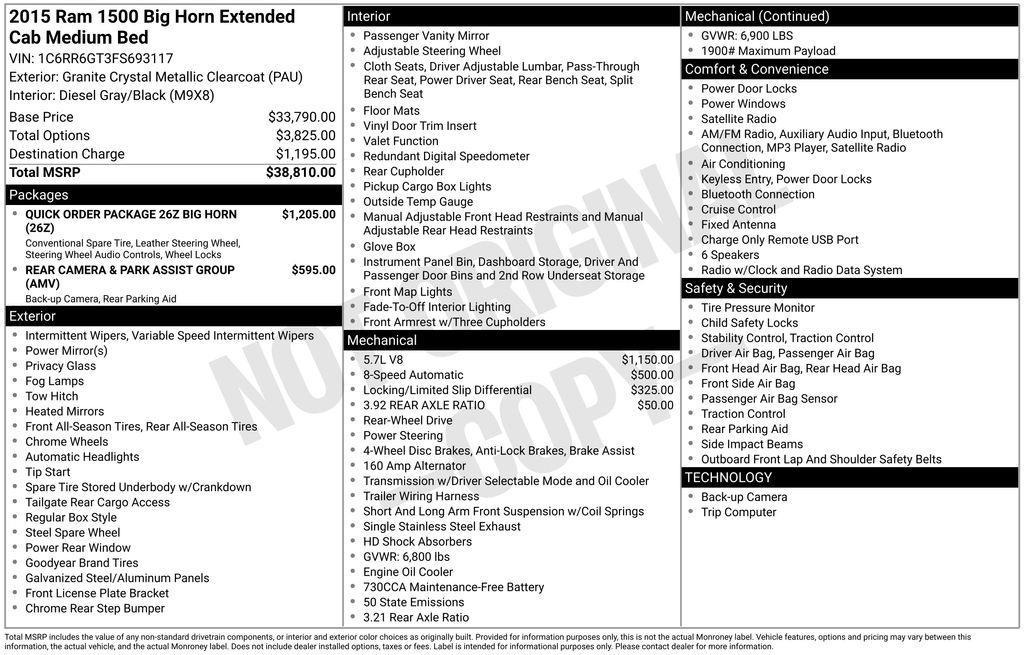used 2015 Ram 1500 car, priced at $16,944