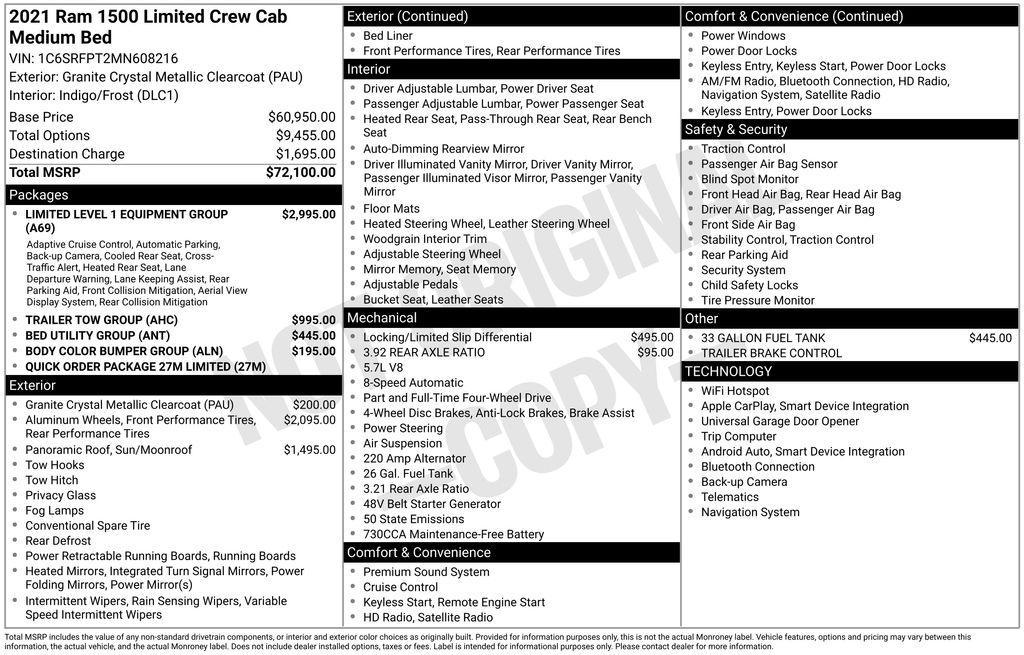 used 2021 Ram 1500 car, priced at $36,567