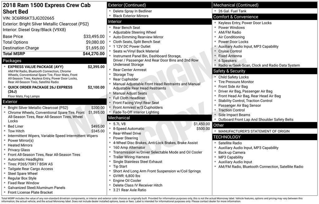 used 2018 Ram 1500 car, priced at $18,745