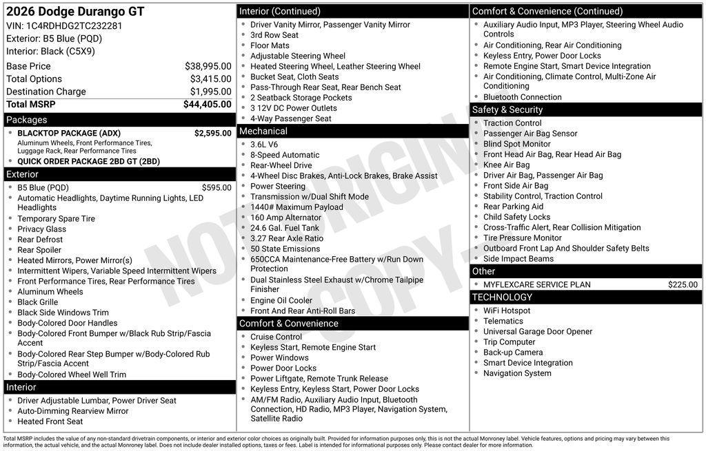 new 2026 Dodge Durango car, priced at $38,405