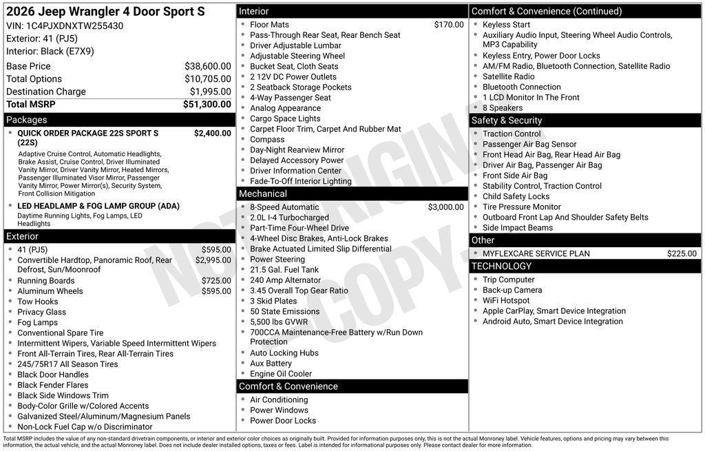 new 2026 Jeep Wrangler car, priced at $46,800
