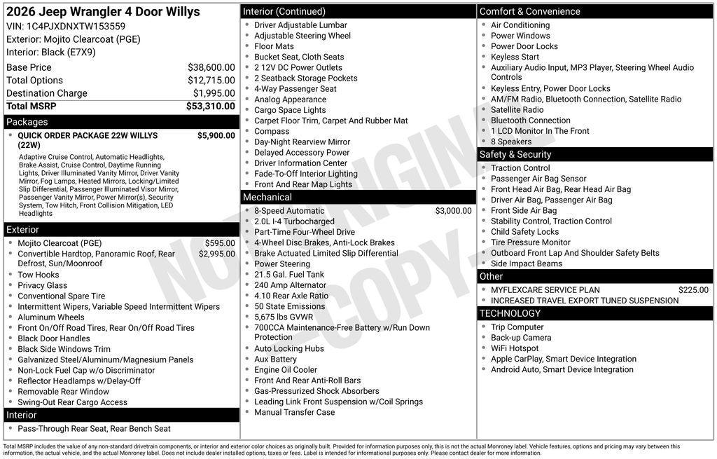 new 2026 Jeep Wrangler car, priced at $46,620