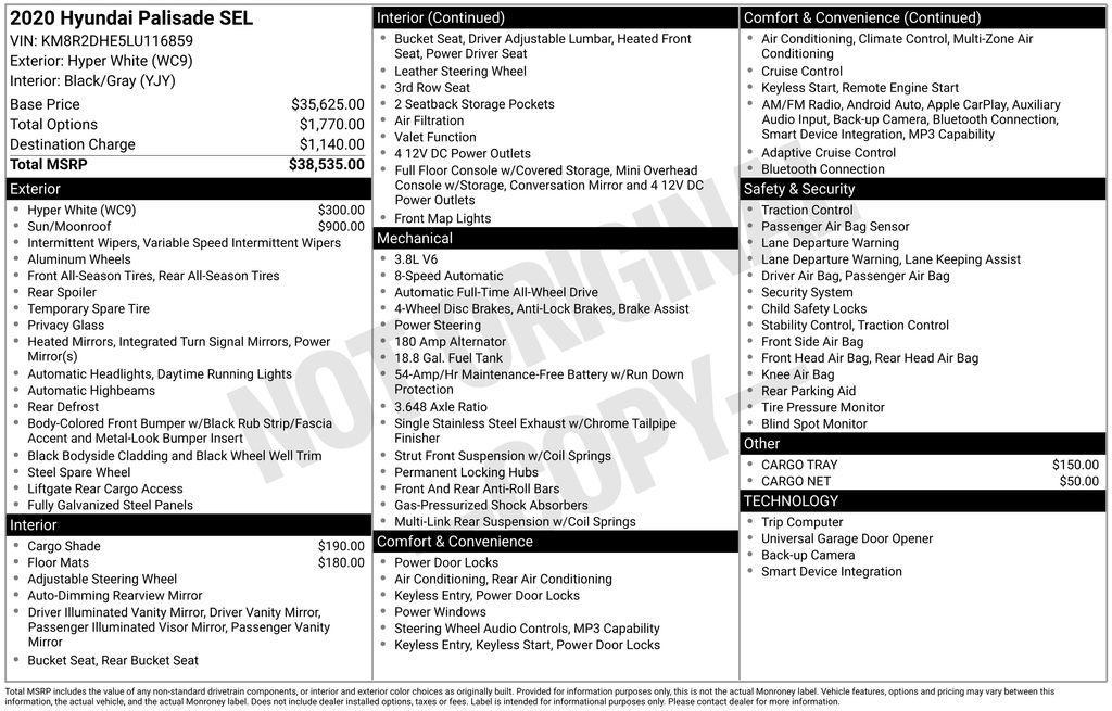 used 2020 Hyundai Palisade car, priced at $18,020