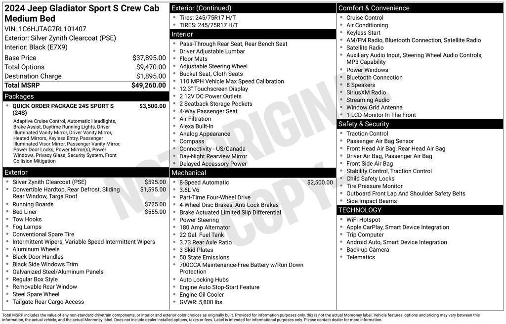used 2024 Jeep Gladiator car, priced at $35,914