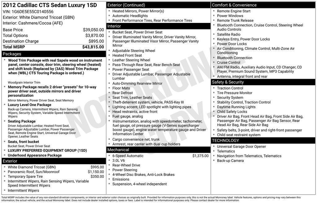 used 2012 Cadillac CTS car, priced at $11,330