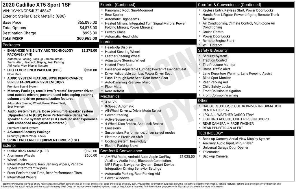 used 2020 Cadillac XT5 car, priced at $28,585