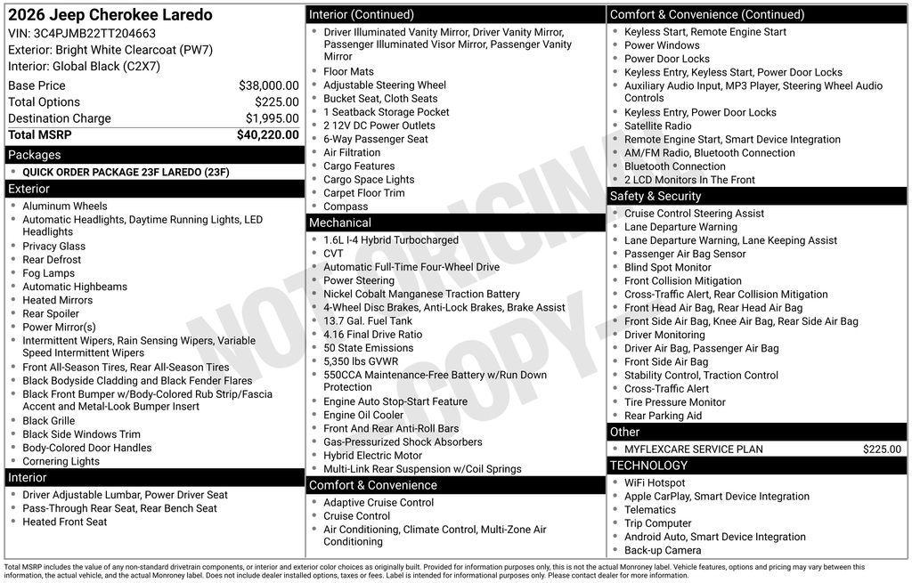 new 2026 Jeep Cherokee car, priced at $37,220