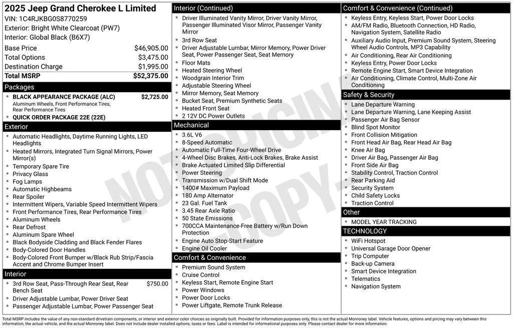 new 2025 Jeep Grand Cherokee L car, priced at $42,375