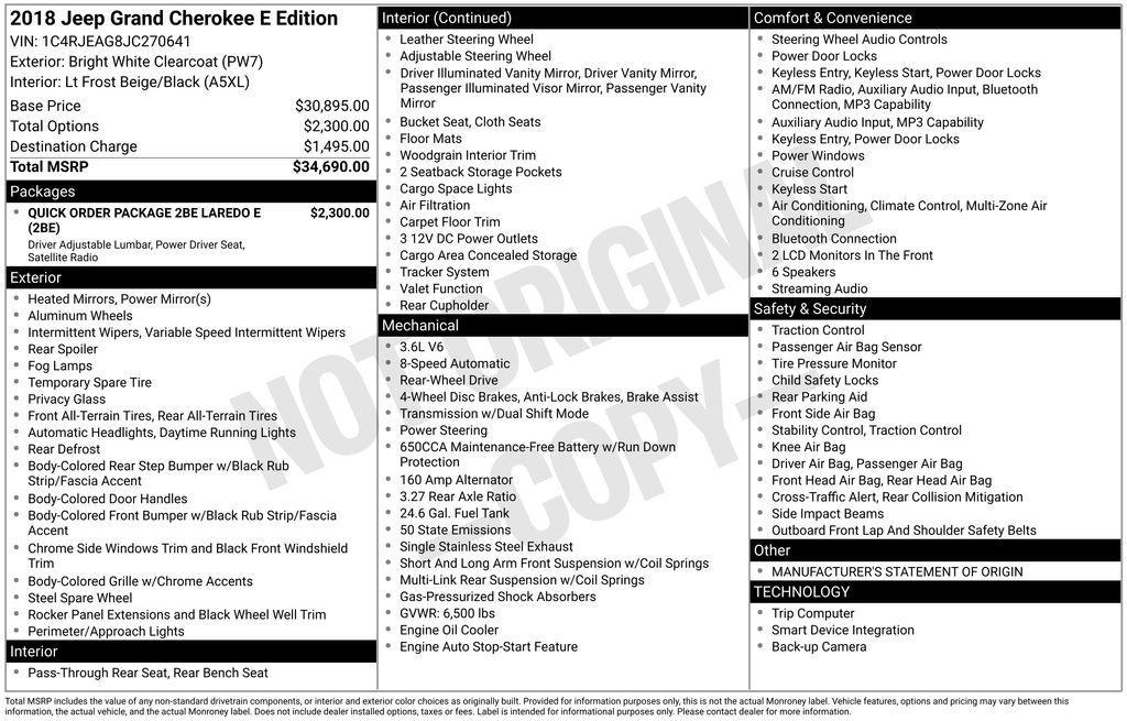 used 2018 Jeep Grand Cherokee car, priced at $15,180