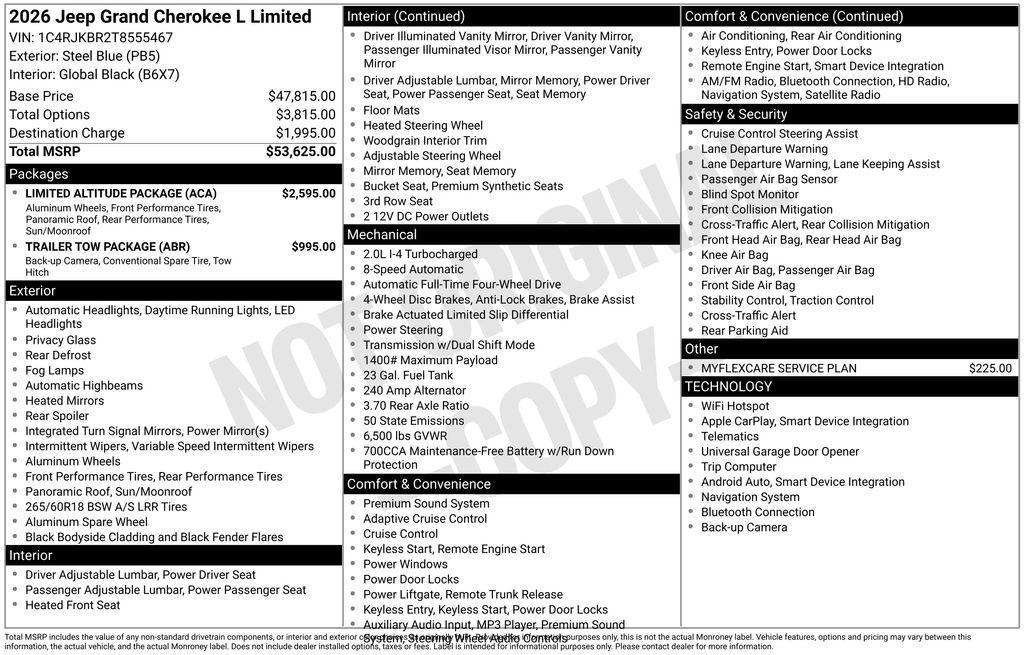 new 2026 Jeep Grand Cherokee L car, priced at $50,625