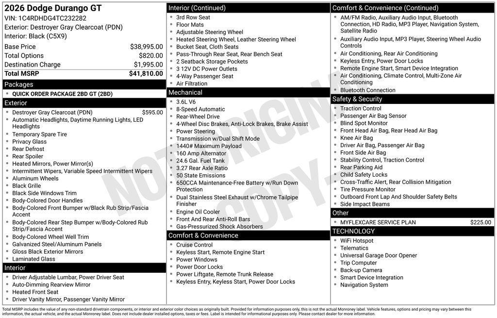 new 2026 Dodge Durango car, priced at $35,810