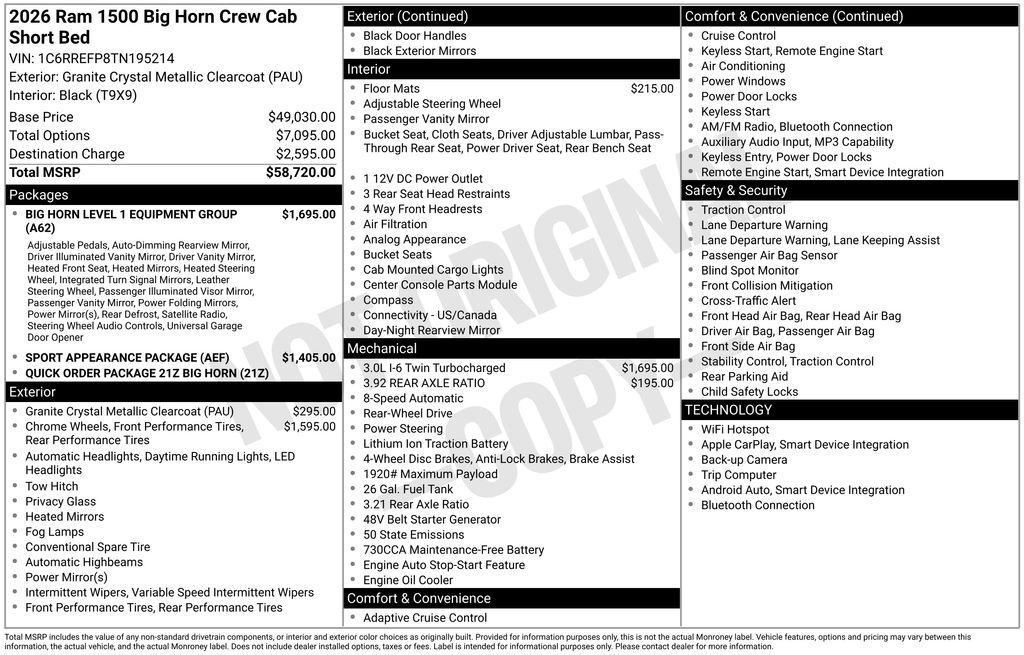 new 2026 Ram 1500 car, priced at $48,320