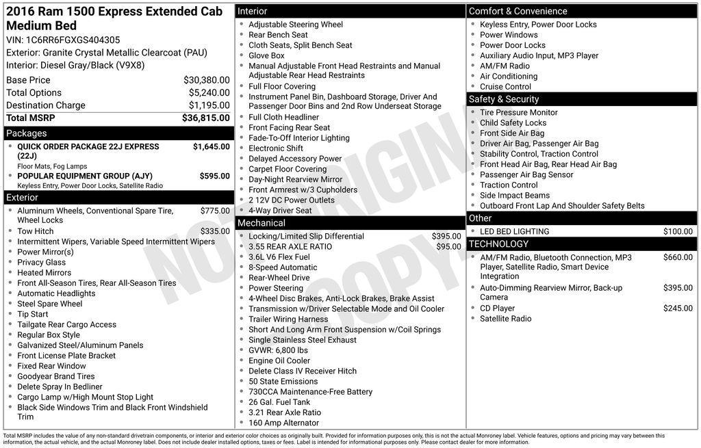 used 2016 Ram 1500 car, priced at $13,885