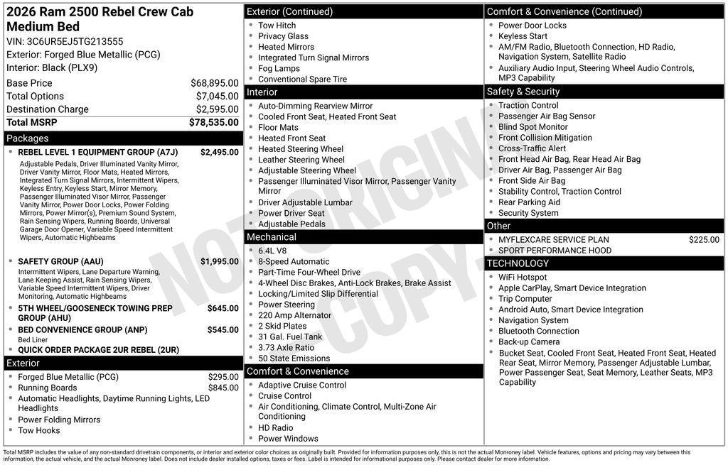 new 2026 Ram 2500 car, priced at $73,535