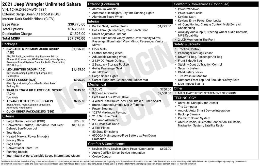 used 2021 Jeep Wrangler Unlimited car, priced at $25,585