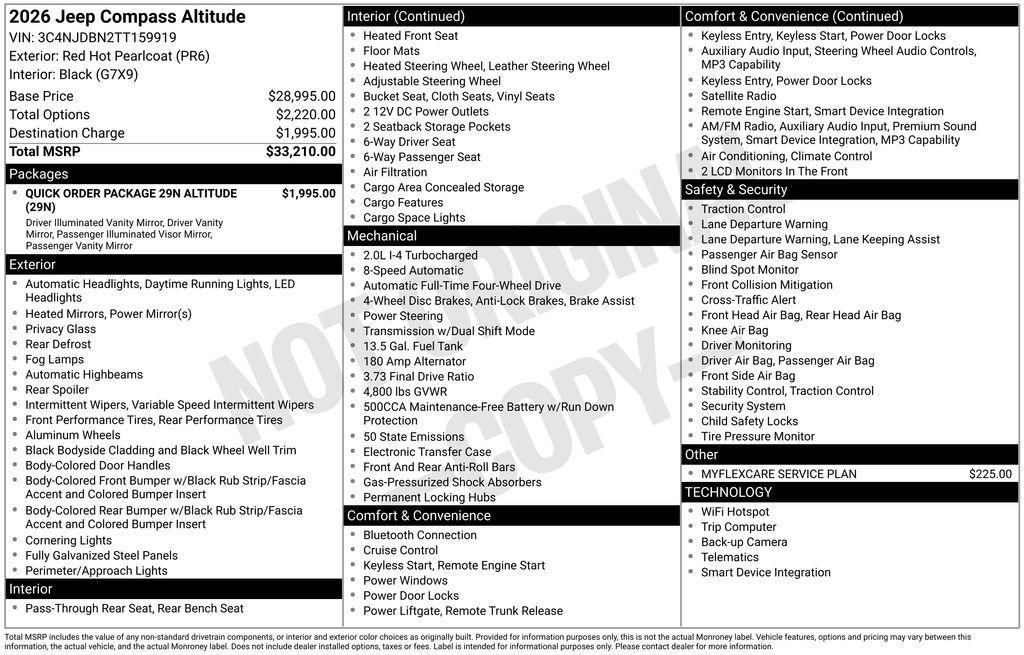 new 2026 Jeep Compass car, priced at $26,210