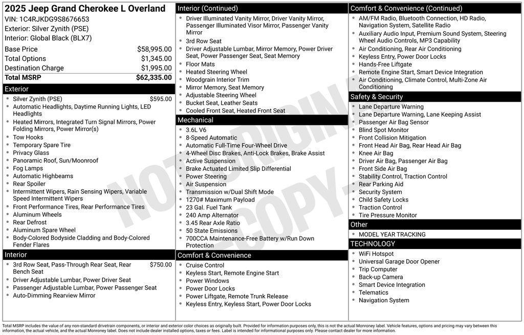 new 2025 Jeep Grand Cherokee L car, priced at $52,135