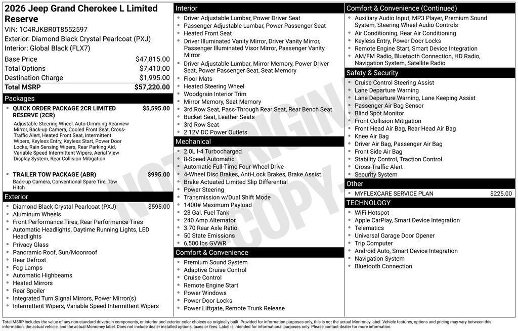 new 2026 Jeep Grand Cherokee L car, priced at $52,220