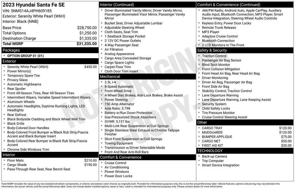 used 2023 Hyundai Santa Fe car, priced at $18,985