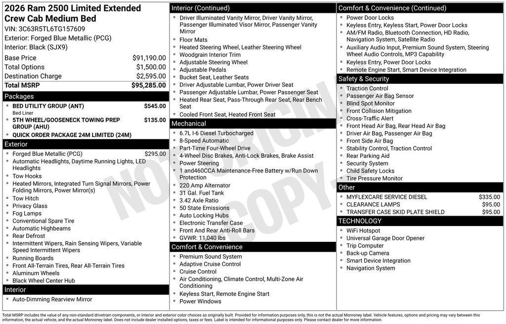 new 2026 Ram 2500 car, priced at $83,915