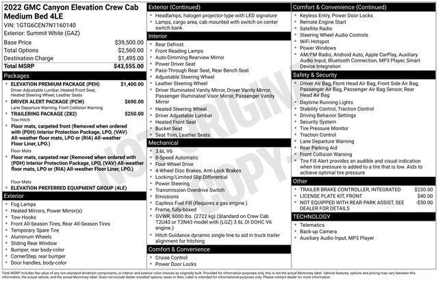 used 2022 GMC Canyon car, priced at $25,654