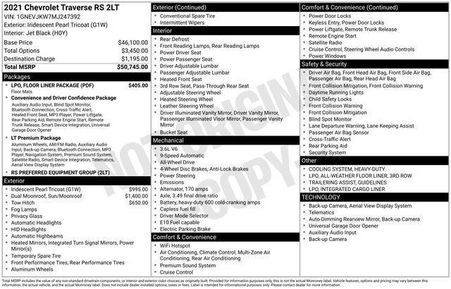 used 2021 Chevrolet Traverse car, priced at $28,300
