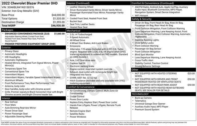 used 2022 Chevrolet Blazer car, priced at $24,800