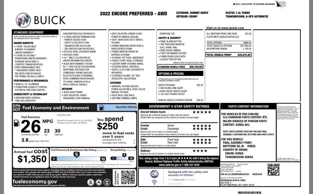 used 2022 Buick Encore car, priced at $17,995