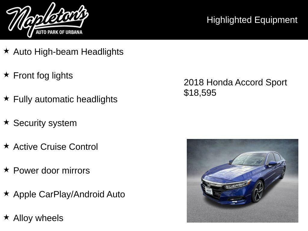 used 2018 Honda Accord car, priced at $18,595