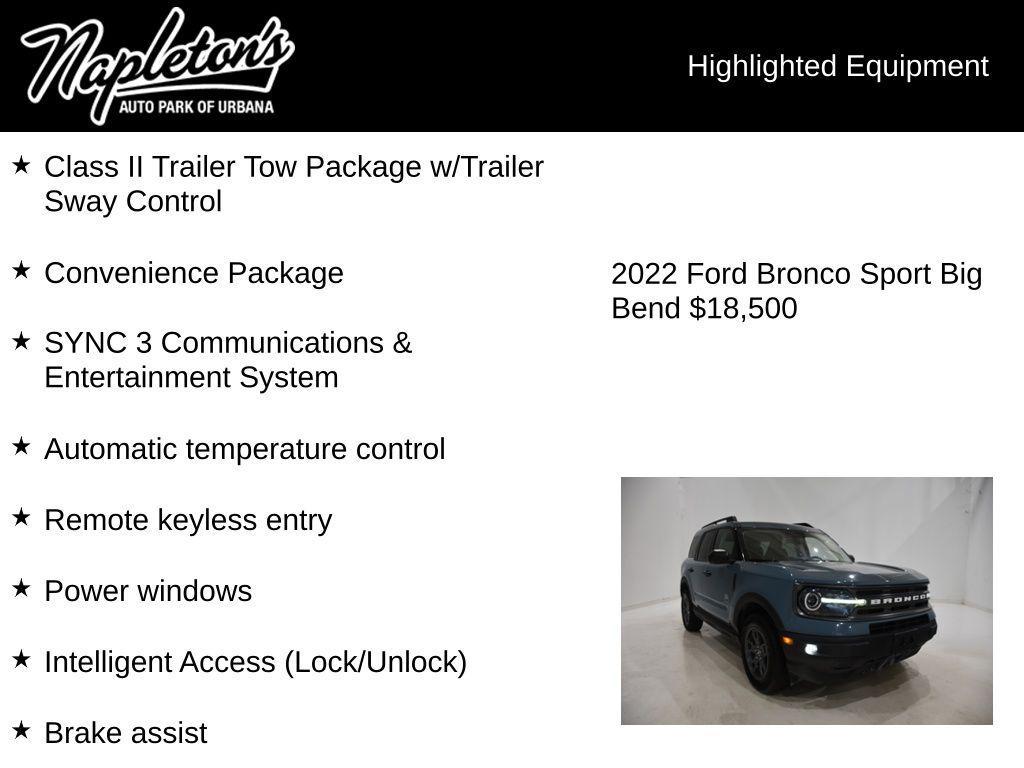 used 2022 Ford Bronco Sport car, priced at $18,500