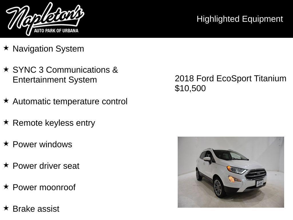used 2018 Ford EcoSport car, priced at $10,500