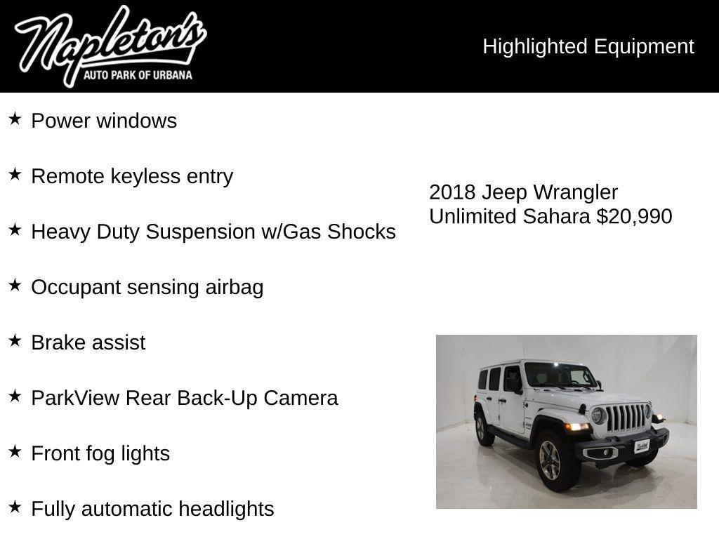 used 2018 Jeep Wrangler Unlimited car, priced at $20,990