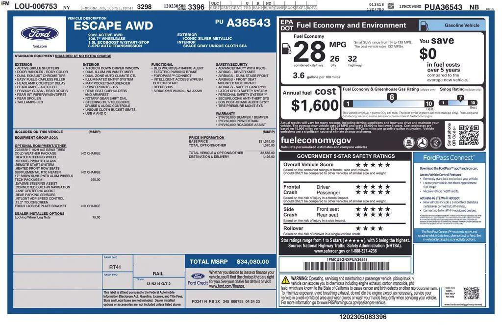 used 2023 Ford Escape car, priced at $22,175