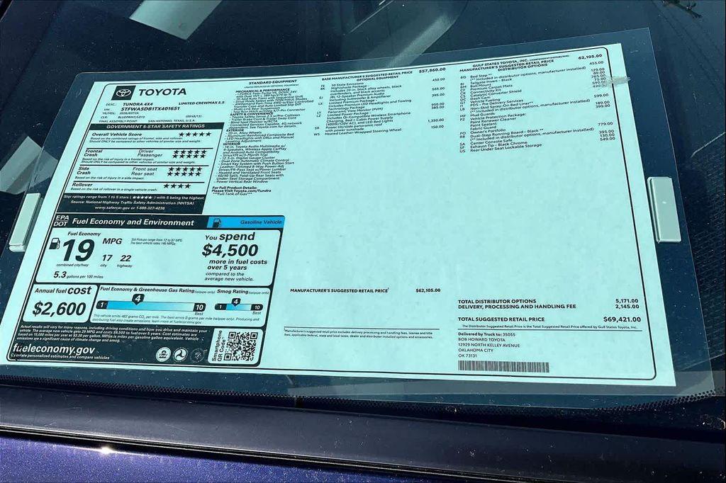 new 2026 Toyota Tundra car, priced at $66,048
