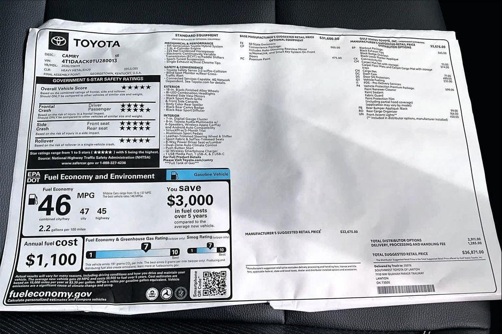 new 2026 Toyota Camry car, priced at $35,234