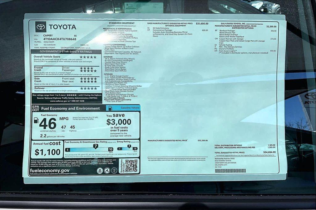 new 2026 Toyota Camry car, priced at $32,735