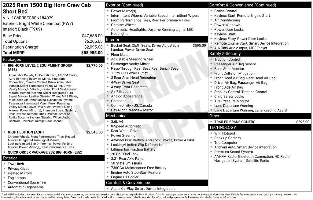new 2025 Ram 1500 car, priced at $40,348