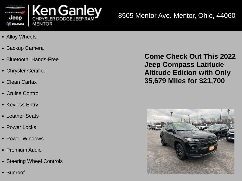 used 2022 Jeep Compass car, priced at $21,700
