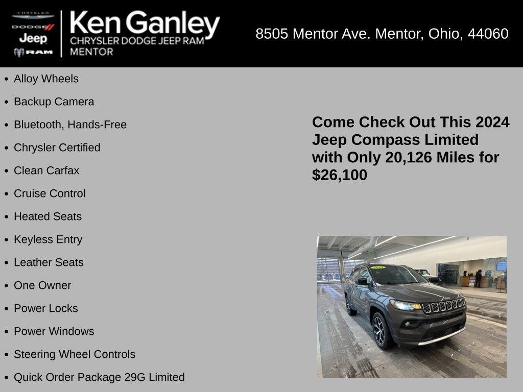 used 2024 Jeep Compass car, priced at $26,100