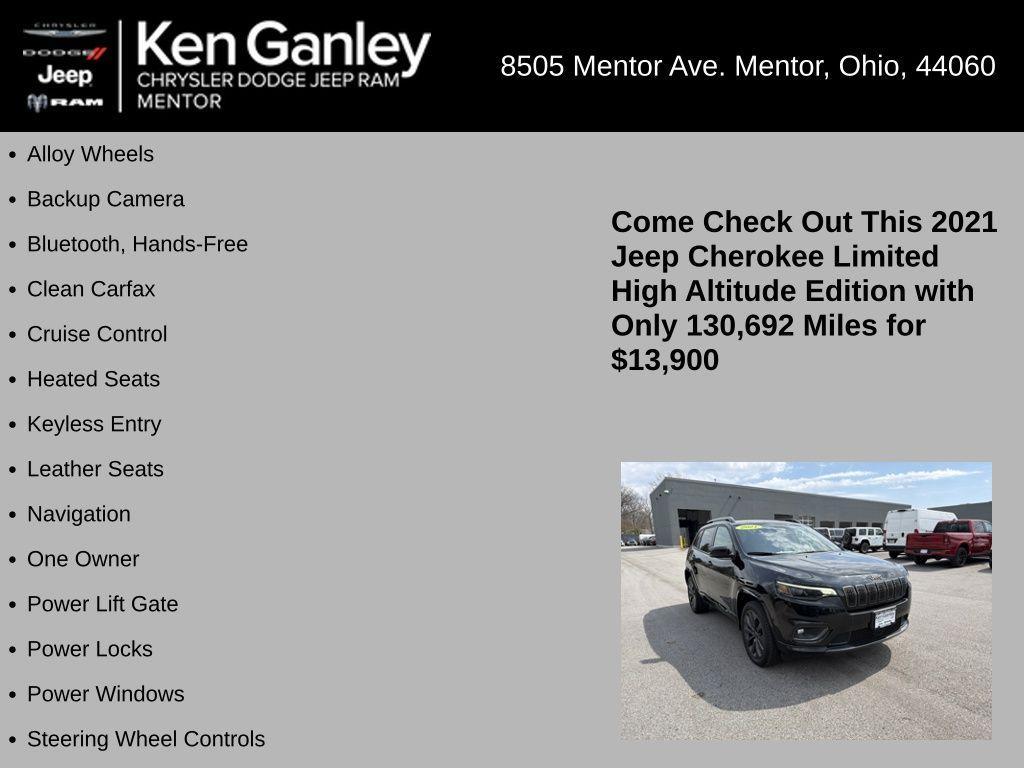 used 2021 Jeep Cherokee car, priced at $13,500