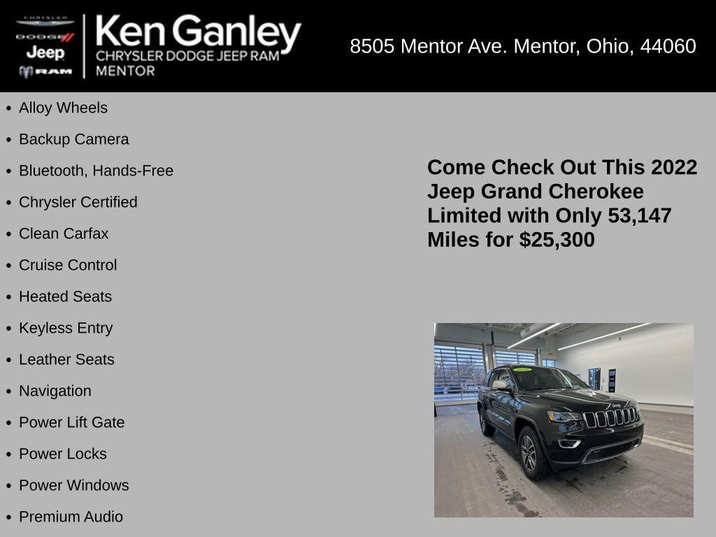 used 2022 Jeep Grand Cherokee WK car, priced at $25,300