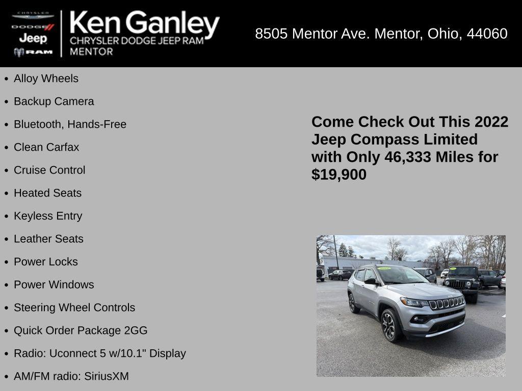 used 2022 Jeep Compass car, priced at $20,348