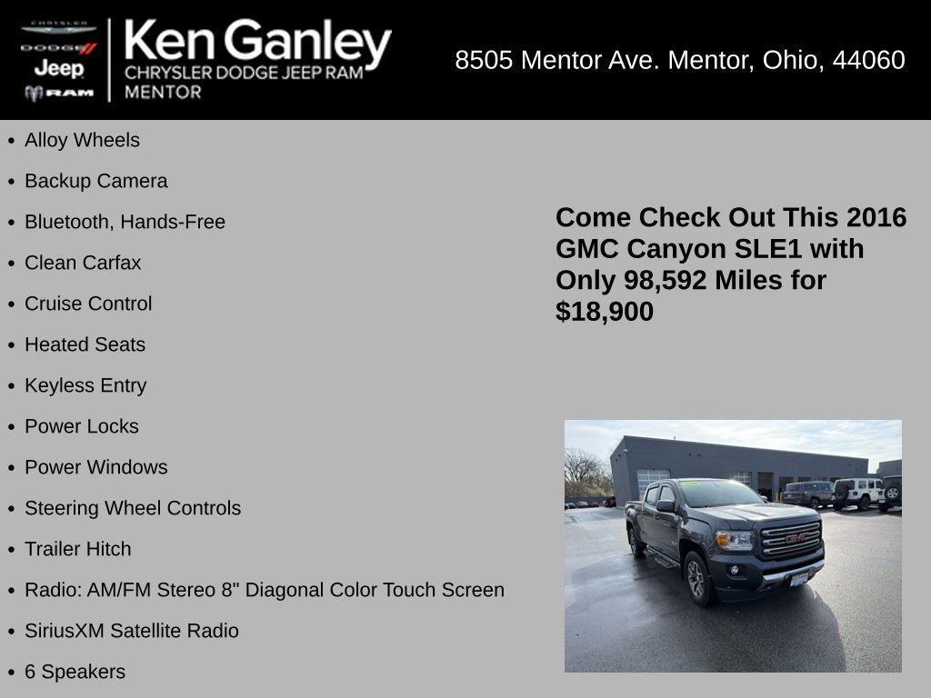 used 2016 GMC Canyon car, priced at $19,348
