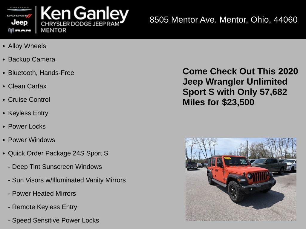 used 2020 Jeep Wrangler Unlimited car, priced at $23,948