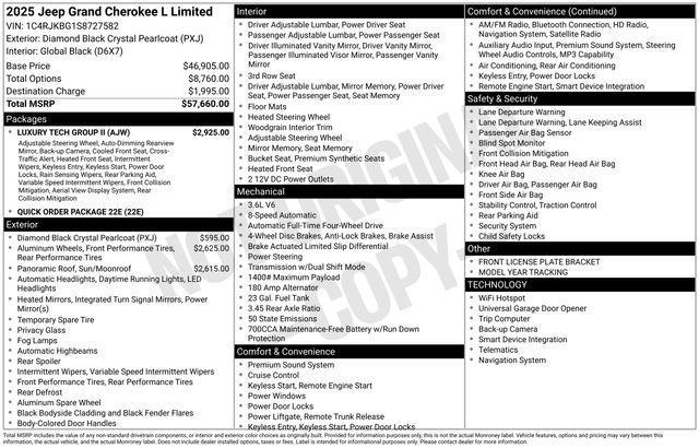 new 2025 Jeep Grand Cherokee L car, priced at $49,160